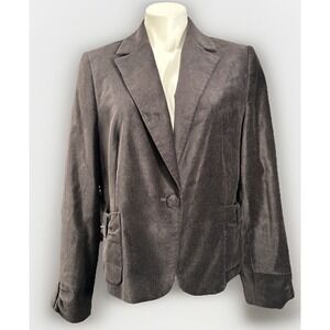 Apostrophe Sz 16 Petite Black Velvet One Button Blazer Bow Pocket/Sleeve‎ Detail